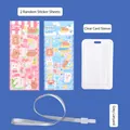 Cartoon sticker set with transparent card holder and grey lanyard for students - Cartoon Card Holder Set / With Lanyard Stickers / Gray