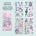 Gedetailleerd overzicht van kleurrijke anime prinses DIY-stickers met maatinfo - Rustige Middag (d-44)