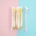 Set of 6 quick-dry yellow retractable gel pens in a transparent zipper pouch set - 0.5mm / 6Pcs/Set / Yellow