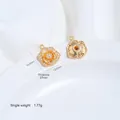 Elegant 14K gold plated camellia flower pendant with zircons for DIY jewelry making - Camellia Flower Pendant (G991-5)