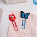 Decorative cartoon butterfly and red owl shaped paper clips set for student bookmarks - Owl + Butterfly / 6x1.1cm