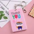 Porta tessere in acrilico rosa con gufo e portachiavi per studenti e abbonamenti - Gufo con occhiali