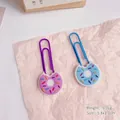 Creative donut-shaped paper clips for students, cute colorful decorative bookmarks - Purple Donut + Blue Donut / 5.8x1.1cm