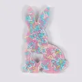Easter rabbit skin picking fidget toy featuring colorful sensory beads in translucent silicone - JY-12D (Pink Blue Colorful Strip Fill)