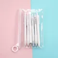 Set of 6 premium white retractable gel pens stored in a transparent PVC zipper pouch - 0.5mm / 6Pcs/Set / White