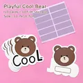 Cartoon brown bear DIY scratch-off card set for school rewards, 10 cards and films - Playful Cool Bear / 10 Sheets/Pack (11.7x11.7cm)