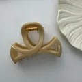 Minimalist light brown large PC hair claw clip with cross design for thick hair styling - Hollow Bow Tie Style / 8.5cm / Twilight Yellow