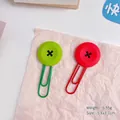 Set of two creative green and red button-shaped paper clip bookmarks for office stationery - Green Button + Red Button / 5.8x1.1cm