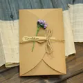 Retro kraft paper greeting card decorated with dried flower and Especially for you tag. - Purple Lavender / L