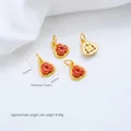 24K goud vergulde bloem hanger met rode steen inleg voor het maken van sieraden - Agaat Pruimenbloesem Hanger (G990-2) / 1 Stuk