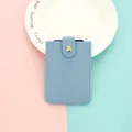 Slim light blue PU leather card holder with secure snap button closure for cards - Blue