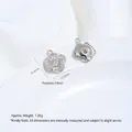 Detailed silver-plated camellia flower pendant with zircon inlays for DIY jewelry - Rose Flower Pendant (G991-8)