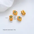 24K vergulde emerald lotus tussenkraal met afmetingen van 10,3 mm x 7,0 mm - Groene Zirkoon Vierkante Buis Kraal (G990-3) / 1 Stuk