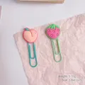 Cute cartoon fruit shaped paper clips in peach and strawberry designs for stationery bookmarks - Peach + Strawberry