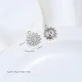 Detailed silver daisy flower pendant with sparkling zircon for DIY jewelry making - Sun Flower Pendant (G991-9)