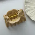 Elegant large beige PC hair claw clip featuring a strong golden spring for secure hold - Fence Style / 9.5cm / Twilight Yellow