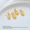 Rechteckiger Anhänger aus 24K vergoldetem Messing mit traditionellen taoistischen Motiven - Talisman Anhänger (G987-4)