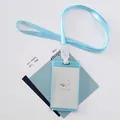 Minimalist light blue lanyard with vertical card holder for student and office ID cards - Miss You