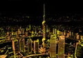 Bright city night view scratch painting featuring the Shanghai skyline in golden color - Shanghai