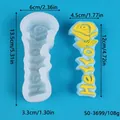 Detailed dimensions of the long rose and 'Hello' silicone mold for DIY candle making - Hello Rose Style White (50-3699-D)