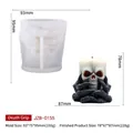 Detailed Halloween skull with skeletal hand candle silicone mold including dimensions - Skull Head (JZB-0155)