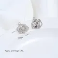 High-quality silver-toned rose flower pendant with cubic zirconia for DIY jewelry making - Camellia Flower Pendant (G991-10)