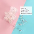 Transparent star-shaped bottle containing 60 clear push pins with rose gold needles - Thumbtack / 60Pcs Set / Clear