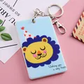 Simpatico porta tessere bus in acrilico azzurro con stampa leone e portachiavi in metallo - Leone con cappello