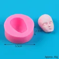 Vista dettagliata con dimensioni dello stampo in silicone per viso rosa DIY. - Viso umano artistico con occhi chiusi (50-3399-A) / 50-3399-A