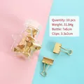 Premium gold binder clips in a star-shaped bottle for office school stationery organization - Binder Clip / 10 Pieces Pack / Gold