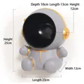 Grey astronaut wall-mounted storage organizer with gold accents and dimensions - Gray