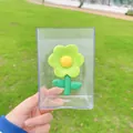 Leuke transparante pennenhouder van acryl met groene bloem voor bureau van studenten - Lichtgroene Bloemstijl