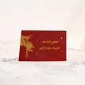 Rode wenskaart met goudfolie tekst 'wish you all the best' op witte marmeren achtergrond - Ster (Rood) / Rood