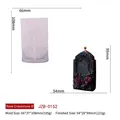 Detail of gothic rose tombstone silicone mold with finished candle dimensions. - Tombstone (JZB-0152)
