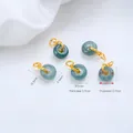 24K vergulde blauwe water jade donut ring bedel voor handgemaakte DIY sieraden maken - Blauw water Jade Stijl Cirkel Hanger (G990-5) / 1 Stuk