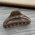 Elegant brown translucent hair claw clip with simple geometric design for women. - Fruit Coffee