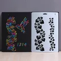 DIY ivy leaf stencil for scratch art with bird and vine design examples - Style 1-Leaf Hummingbird (1)