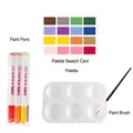 Complete DIY acrylic paint set including markers, 16-color swatch, palette, and art brush - 4-Piece Painting Set (Card+Palette+Brush+Markers)