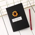 Vintage black kraft paper greeting card with a handmade dried sunflower decoration - Sunflower / Black