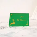 Elegante groene wenskaart met goudfolie rendier en 'Full Of Happiness' tekst. - Rentier (Groen)