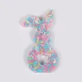 Rabbit shaped silicone skin picking fidget toy with colorful beads and heart cutout - JY-13D (Blue Green Pink Bead Fill)