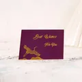 Elegante paarse wenskaart met gouden foliekraanvogel en Best Wishes For You bericht - Kraanvogel (Paars)