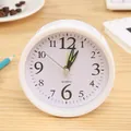 Minimalist white circular desktop alarm clock with clear black numeric analog display - Round Style (960) / 9.7x9.7x4cm / White