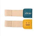 Cute Korean style leather cable organizer with smile emoji and lucky text elastic band - LUCKY / 2 Pcs/Set