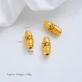 24K vergulde vatvormige tussenkraal met hol wervelontwerp voor DIY-sieraden maken - Holle Olijfkraal met Schroefdraad (Z579-3) / 1 Stuk