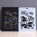DIY scrapbook border stencil number 5 featuring butterfly and floral patterns for scratch art - Style 5-Butterfly Floral (5)