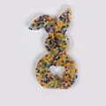 Bunny-shaped skin picking fidget toy made of silicone with colorful beads for stress relief. - JY-13G (Bright Colorful Bead Fill)