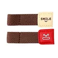 Leuke lederen kabelorganizer met elastische band in rood en beige voor oortjes - Glimlach / 2 Stuks/Set