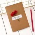 Retro kraft paper greeting card with red dried flower roses and best wishes - Rose / Kraft Color