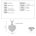 Collier avec pendentif cœur en argent pavé de zircons et dimensions détaillées - Style Cœur Pavé de Zirconia C (CA-NC754C) / Ton Or Blanc